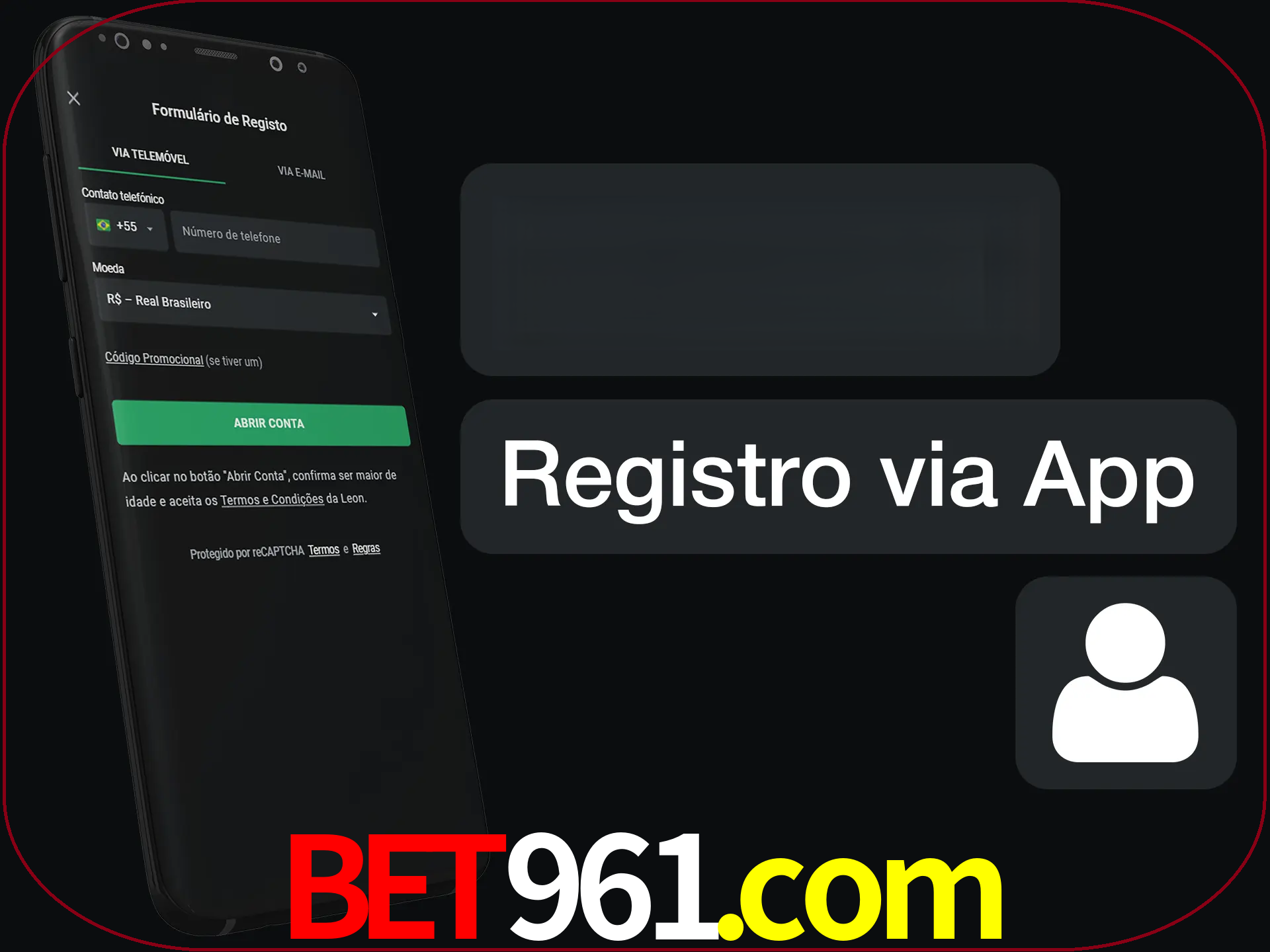 Registre-se com duas etapas usando o aplicativo.