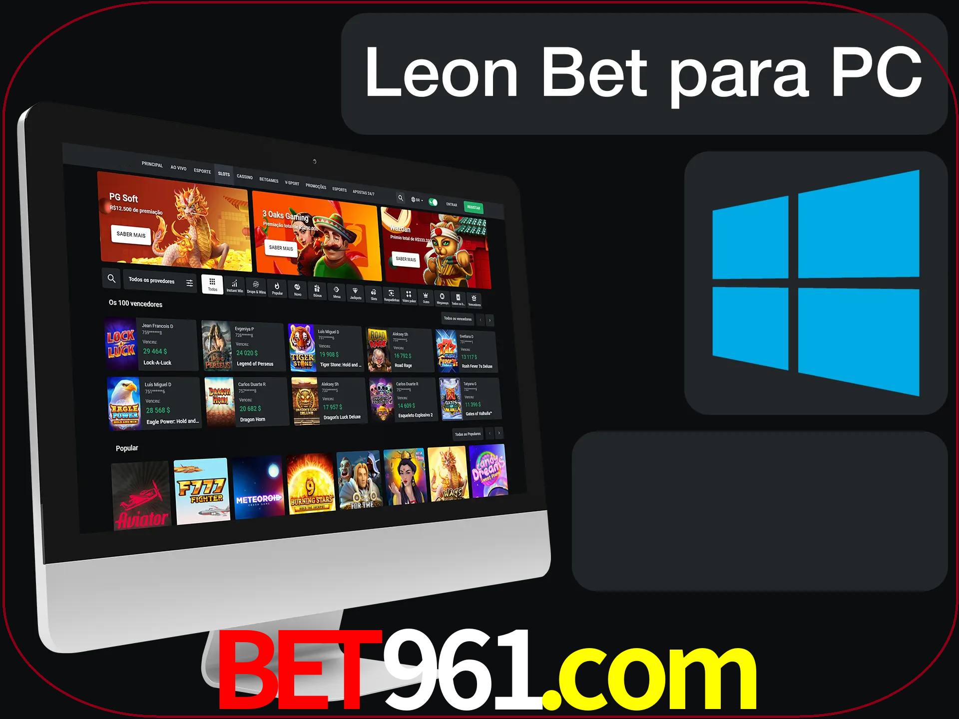 Aposte e jogue em nosso cassino usando o PC.