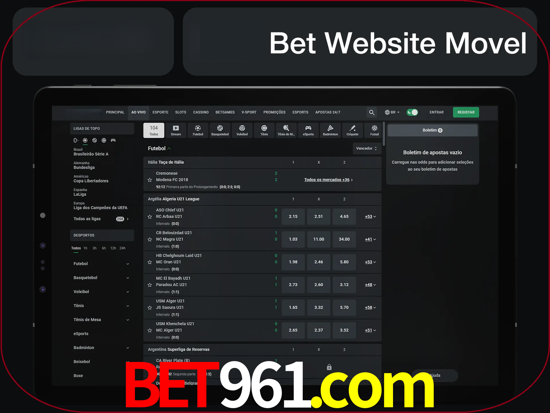 Use nosso website em qualquer dispositivo.